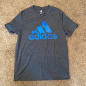 Adidas Gray and Blue Short Sleeve Athletic Tee - Boys Large